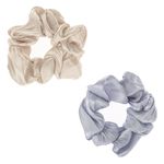 Fashion, accesorii si bijuterii - Femei - Accesorii femei - Accesorii pentru par femei - Elastice par satinate, set 2 bucati, lila si ecru, accesorii femei - Infinity.ro