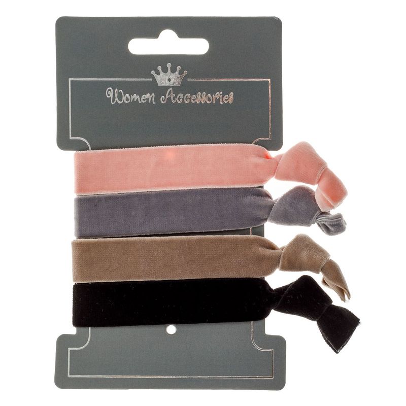 Fashion, accesorii si bijuterii - Femei - Accesorii femei - Accesorii pentru par femei - Set elastice de par, femei, velvet, multicolor, 4 bucati - Infinity.ro