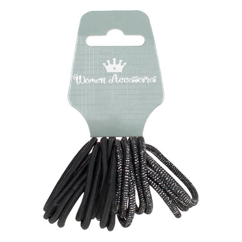 Fashion, accesorii si bijuterii - Femei - Accesorii femei - Accesorii pentru par femei - Elastice par, set 20 bucati, negru cu lurex argintiu - Infinity.ro