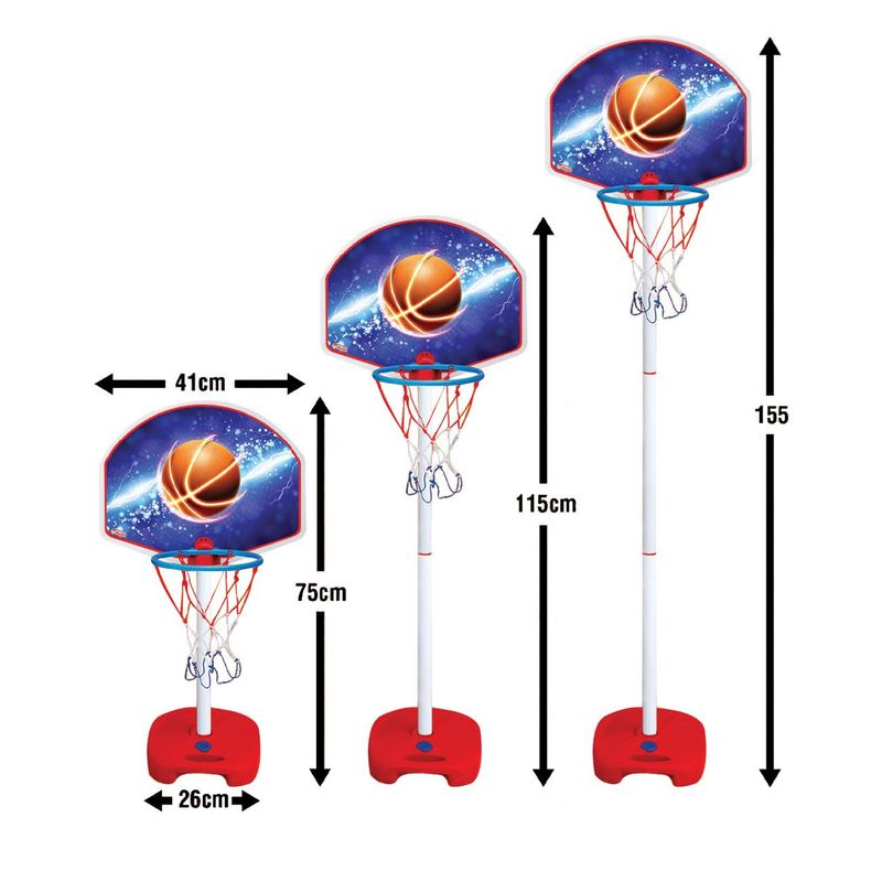 Sport si Outdoor - Sporturi de echipa - Baschet - Cosuri si panouri baschet - Set baschet dede, panou si cos reglabil, baza umpluta cu apa, minge inclusa, inaltime maxima 155cm, multicolor - Infinity.ro