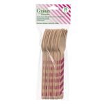 Casa si Gradina - Decoratiuni - Decoratiuni petrecere - Accesorii pentru petrecere - Set furculite lemn 20 buc, dungi fucsia, 16cm - Infinity.ro