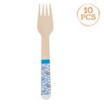 Casa si Gradina - Decoratiuni - Decoratiuni petrecere - Accesorii pentru petrecere - Furculite lemn, set 10 bucati, maner multicolor, 16cm - Infinity.ro