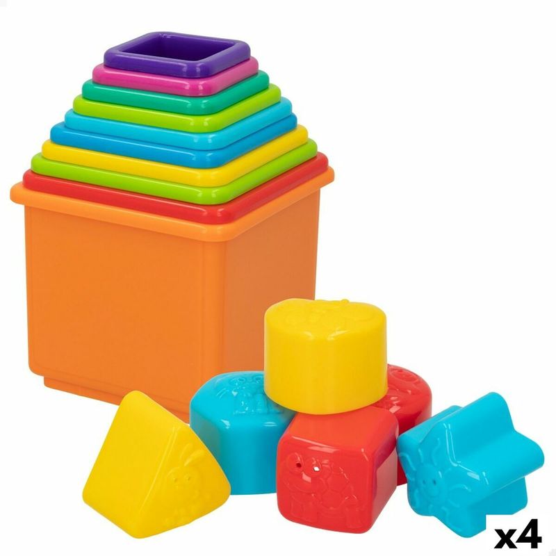 Jucarii, Copii si Bebe - Jucarii si jocuri - Jucarii bebelusi - Jucarii de sortat - Blocuri Stivuibile PlayGo 16 Piese 4 Unitati 10,5 x 9 x 10,5 cm - Infinity.ro