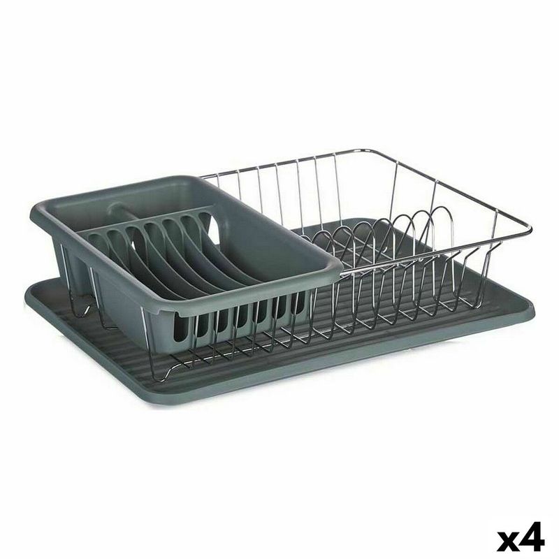 Casa si Gradina - Bucatarie si vesela - Organizare si depozitare bucatarie - Scurgator vase - Scurgator de Vase pentru Chiuveta Gri Metal Plastic 43,5 x 11 x 33,5 cm (4 Unitati) - Infinity.ro