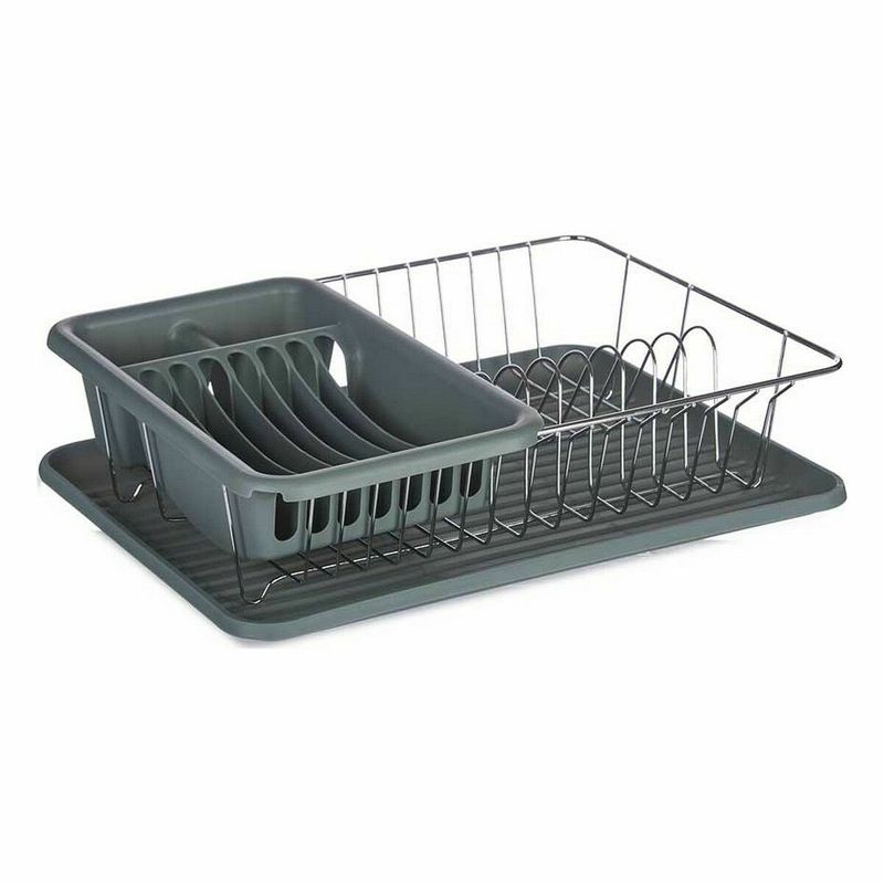 Casa si Gradina - Bucatarie si vesela - Organizare si depozitare bucatarie - Scurgator vase - Scurgator de Vase pentru Chiuveta Gri Metal Plastic 43,5 x 11 x 33,5 cm (4 Unitati) - Infinity.ro