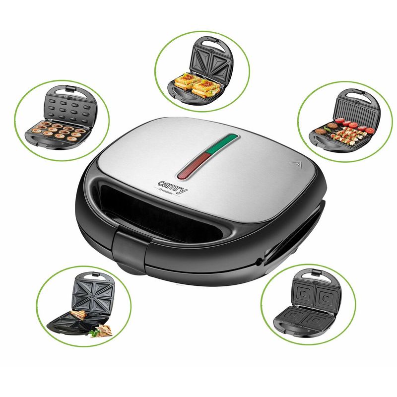 Electronice si Electrocasnice - Electrocasnice bucatarie - Preparare paine - Sandwich-maker - Sandwich-maker multifunctional 5 in 1 Camry CR 3042, 1200 W - Infinity.ro