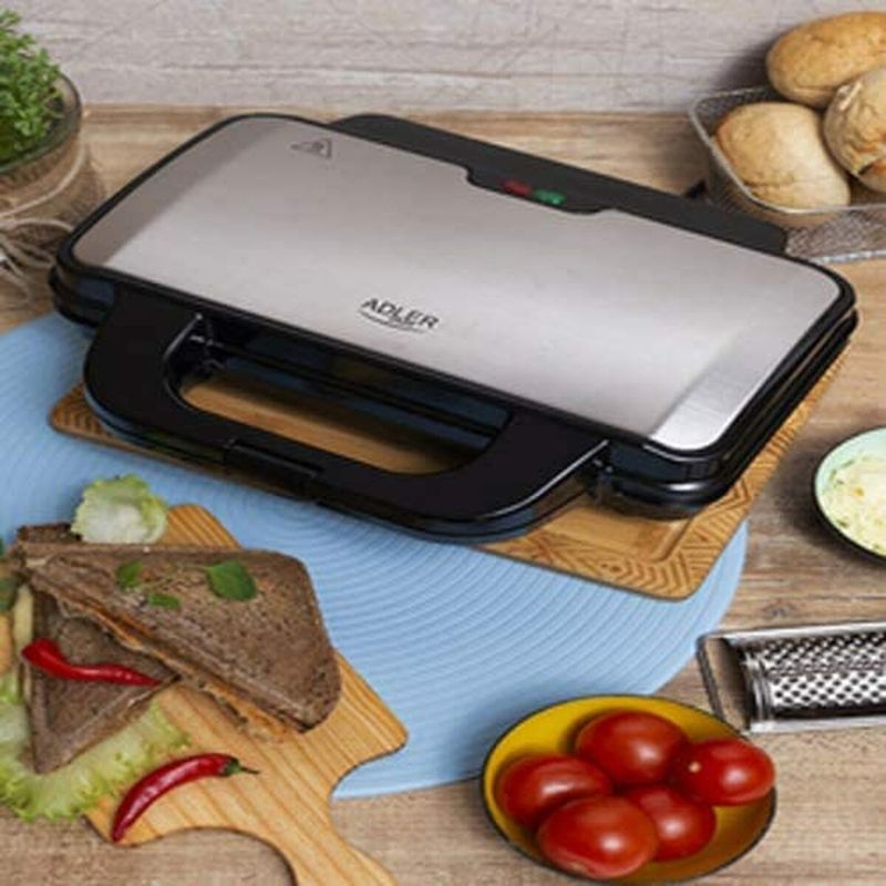 Electronice si Electrocasnice - Electrocasnice bucatarie - Preparare paine - Sandwich-maker - Aparat pentru Sandvisuri Adler AD 3043 Negru Multicolor 1300 W - Infinity.ro
