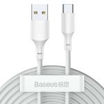Laptop, Telefoane si Tablete - Telefoane mobile si accesorii - Accesorii Telefoane - Cabluri si adaptoare telefoane - Cablu USB A la USB C Baseus TZCATZJ-02 Alb 1,5 m (2 Unitati) - Infinity.ro