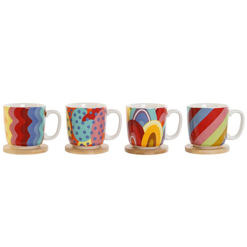 Casa si Gradina - Bucatarie si vesela - Cani si pahare - Pahare - Set de Cani de Cafea DKD Home Decor Multicolor Coral Bambus Dolomite Modern 180 ml - Infinity.ro