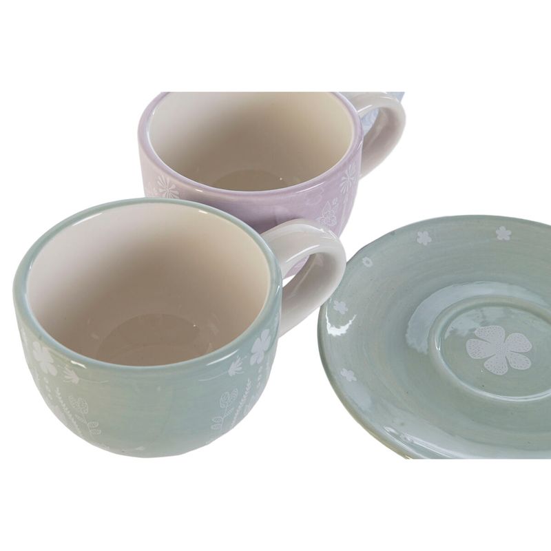 Casa si Gradina - Bucatarie si vesela - Cani si pahare - Pahare - Set de Cani de Cafea DKD Home Decor Albastru Alb Verde Liliachiu Metal Dolomite 180 ml - Infinity.ro