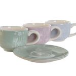 Casa si Gradina - Bucatarie si vesela - Cani si pahare - Pahare - Set de Cani de Cafea DKD Home Decor Albastru Alb Verde Liliachiu Metal Dolomite 180 ml - Infinity.ro