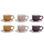 Casa si Gradina - Bucatarie si vesela - Cani si pahare - Pahare - Set de Cani de Cafea DKD Home Decor Galben Roz Muştar Liliachiu Metal Dolomite 180 ml - Infinity.ro