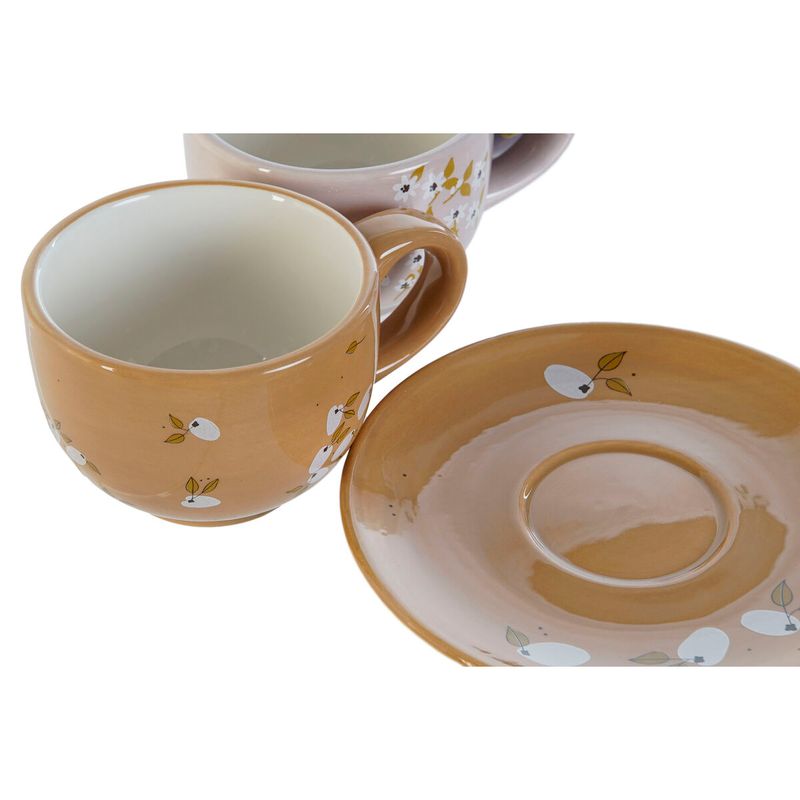 Casa si Gradina - Bucatarie si vesela - Cani si pahare - Pahare - Set de Cani de Cafea DKD Home Decor Galben Roz Muştar Liliachiu Metal Dolomite 180 ml - Infinity.ro