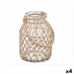 Casa si Gradina - Decoratiuni - Aromaterapie si lumanari - Suporturi lumanari - Suport de Lumanari Staniu Transparent Natural Sticla Въже 20 x 30 cm (4 Unitati) - Infinity.ro