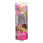 Jucarii, Copii si Bebe - Jucarii si jocuri - Papusi si accesorii - Papusi - Papusa fashion mattel, barbie, multicolor, rochie dungi, 3 bucati - Infinity.ro