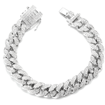 Fashion, accesorii si bijuterii - Barbati - Bijuterii barbati - Alte bijuterii barbati - Set Ceas Iced Out Silver Red + Bratara Cuban, insertii din zirconiu, - Infinity.ro