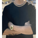 Fashion, accesorii si bijuterii - Barbati - Bijuterii barbati - Alte bijuterii barbati - Set Ceas Iced Out Gold Green + Colier Cuban Chain Iced out, insertii din zirconiu - Infinity.ro