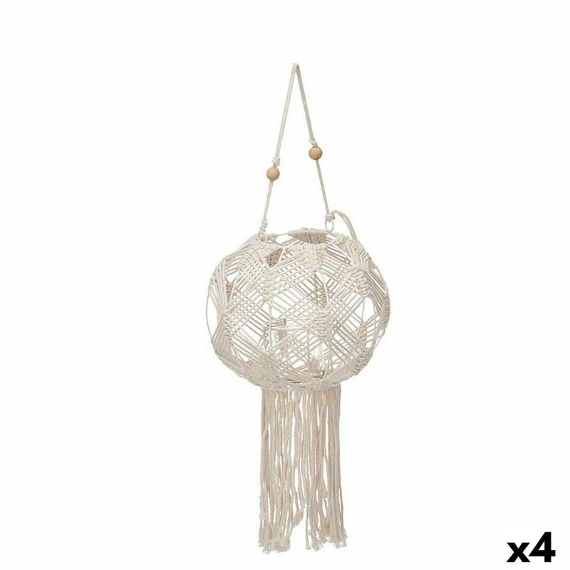 Casa si Gradina - Decoratiuni - Aromaterapie si lumanari - Suporturi lumanari - Suport de Lumanari Macrame Alb Bumbac 23 x 24 x 23 cm (4 Unitati) - Infinity.ro