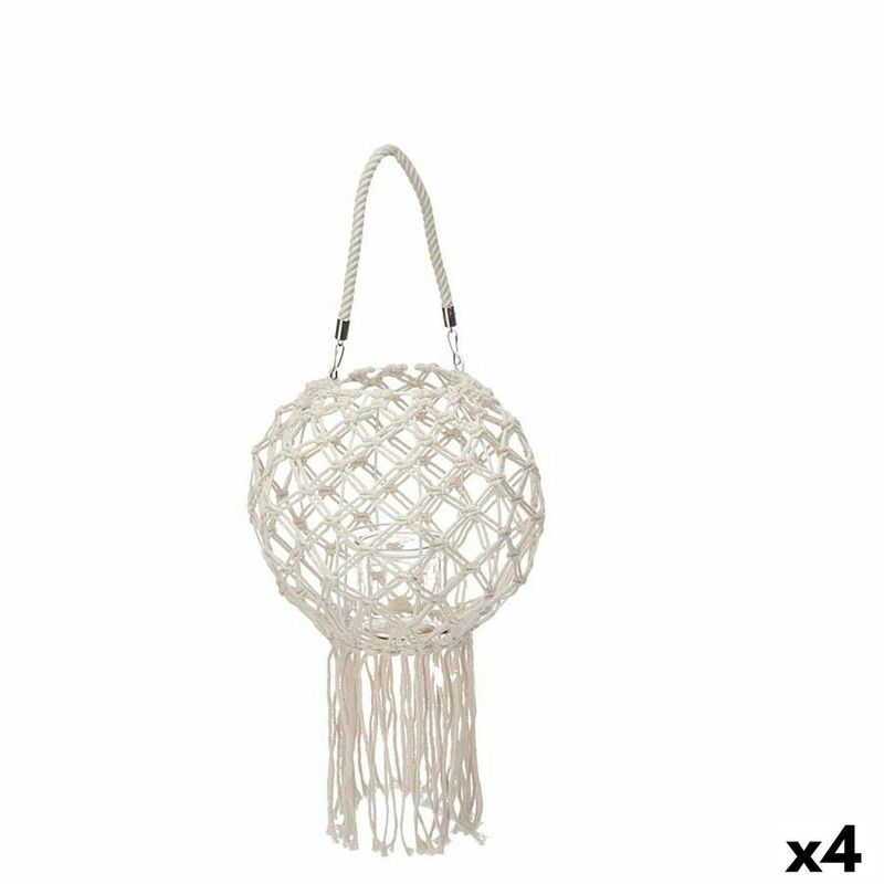 Casa si Gradina - Decoratiuni - Aromaterapie si lumanari - Suporturi lumanari - Suport de Lumanari Macrame Alb Bumbac 26 x 66 x 26 cm (4 Unitati) - Infinity.ro