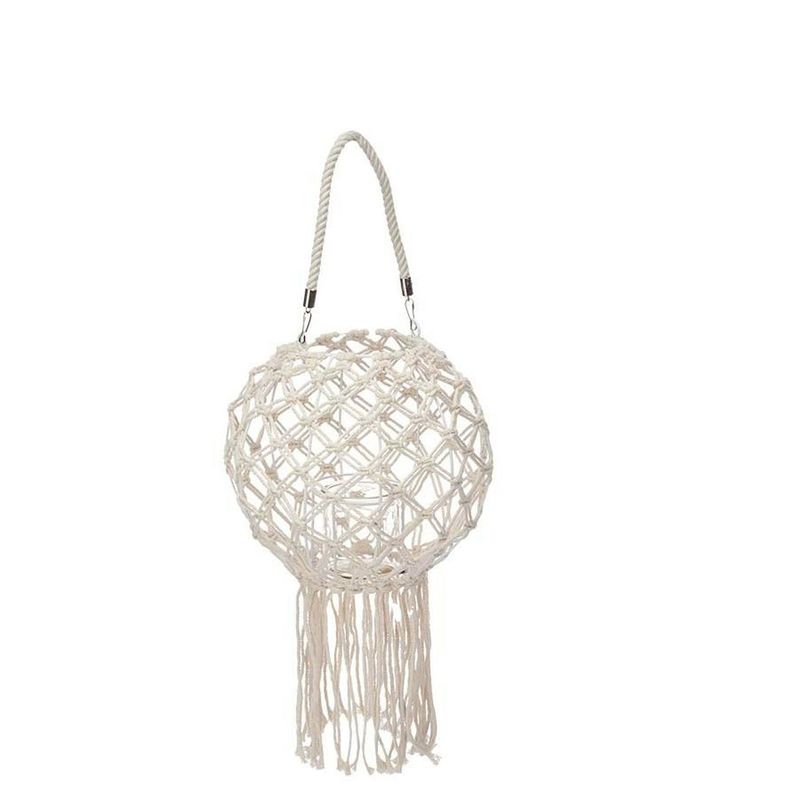 Casa si Gradina - Decoratiuni - Aromaterapie si lumanari - Suporturi lumanari - Suport de Lumanari Macrame Alb Bumbac 26 x 66 x 26 cm (4 Unitati) - Infinity.ro