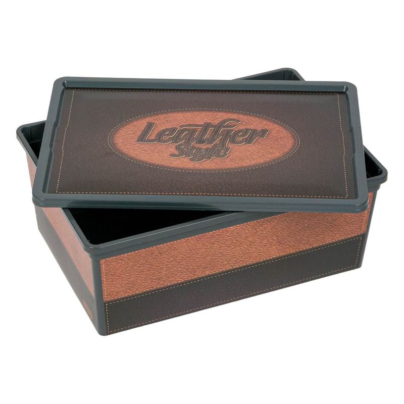 Casa si Gradina - Mobilier - Organizare si depozitare - Cutii depozitare - Cutie depozitare plastic leather style, capacitate 10l, maro - Infinity.ro
