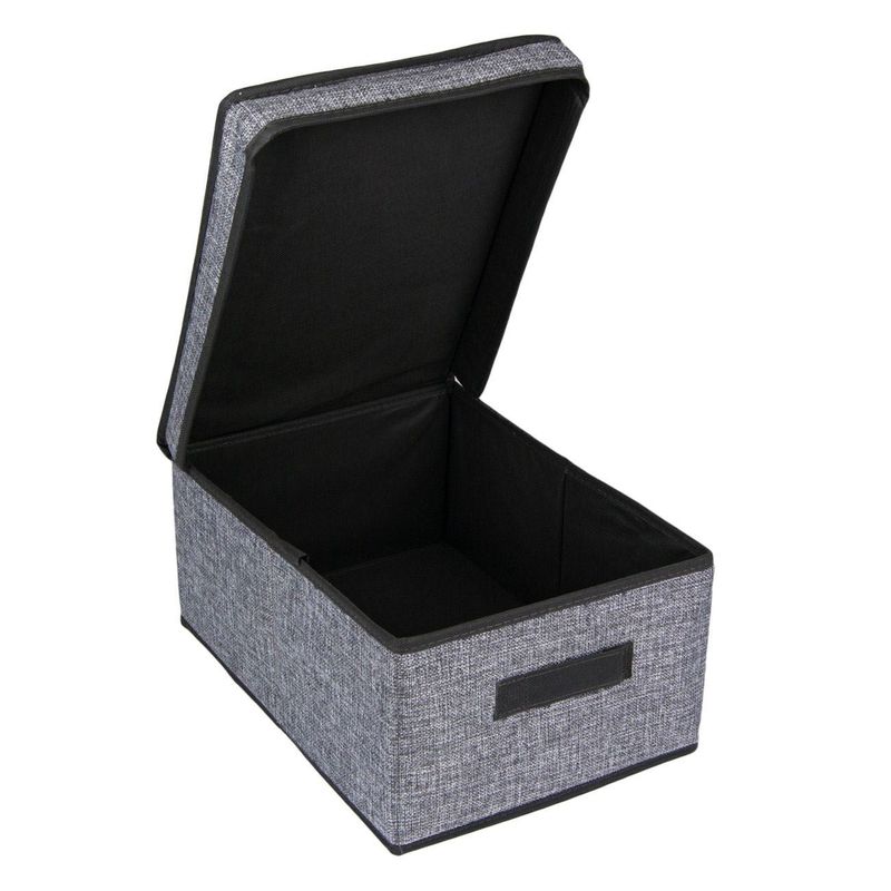 Casa si Gradina - Mobilier - Organizare si depozitare - Cutii depozitare - Cutie depozitare, model iuta, capac detasabil, gri, dimensiuni 25 x 35 x 16cm - Infinity.ro