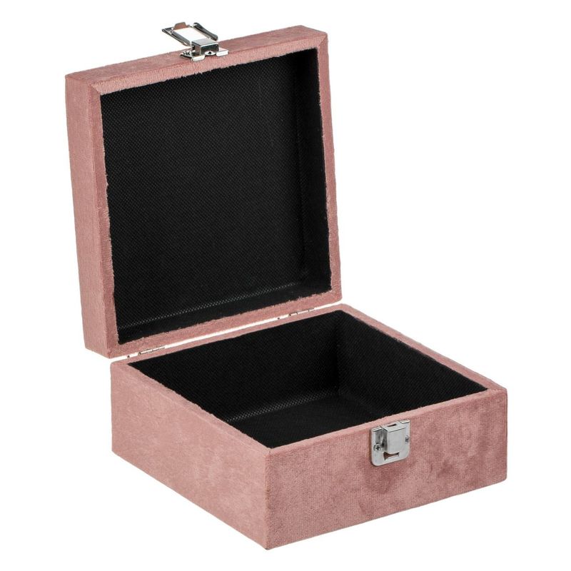 Casa si Gradina - Mobilier - Organizare si depozitare - Cutii depozitare - Cutie depozitare, model roz catifelat, dimensiuni 16 x 16 x 8cm, inchidere metalica - Infinity.ro