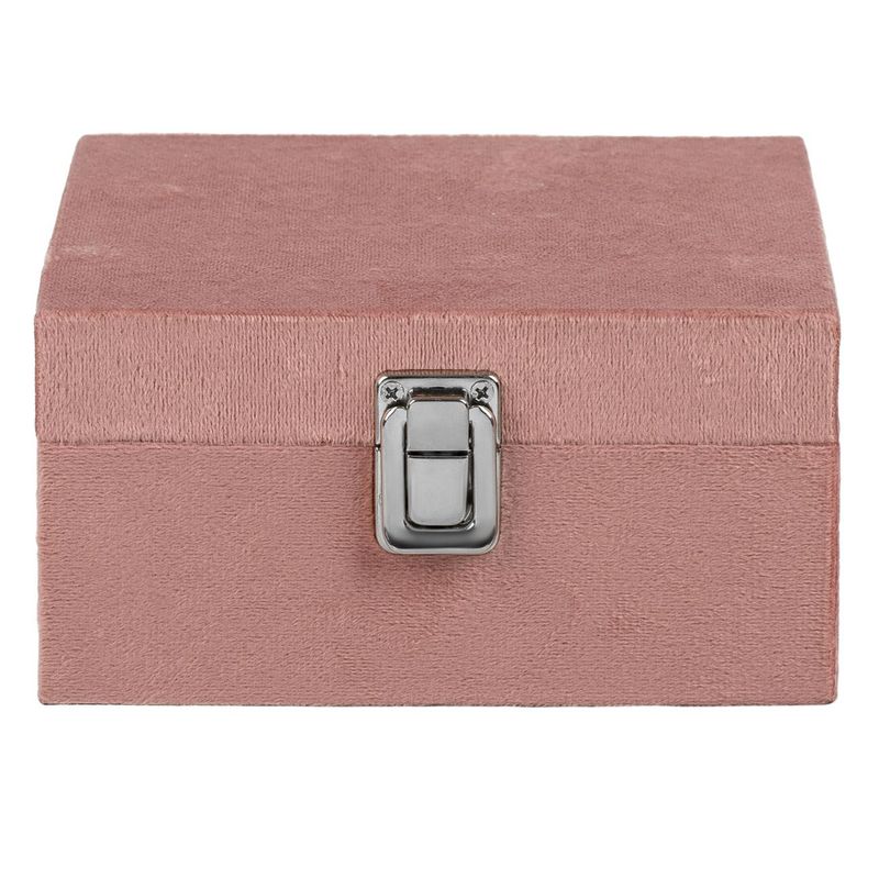 Casa si Gradina - Mobilier - Organizare si depozitare - Cutii depozitare - Cutie depozitare, model roz catifelat, dimensiuni 16 x 16 x 8cm, inchidere metalica - Infinity.ro