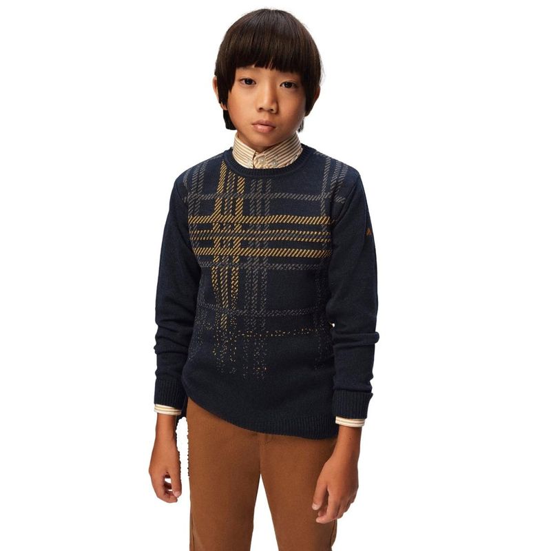 Fashion, accesorii si bijuterii - Copii - Imbracaminte copii - Treninguri si compleuri copii - Tinuta Casual Baieti, Montella, Pulover Bleumariun, din 3 Piese, MT-4027 - 98 cm, Galben - Infinity.ro