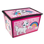 Casa si Gradina - Mobilier - Organizare si depozitare - Cutii depozitare - Cutie depozitare jucarii plastic, capac si roti, pisica, roz, 50l - Infinity.ro
