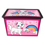 Casa si Gradina - Mobilier - Organizare si depozitare - Cutii depozitare - Cutie depozitare jucarii plastic, capac si roti, pisica, roz, 50l - Infinity.ro