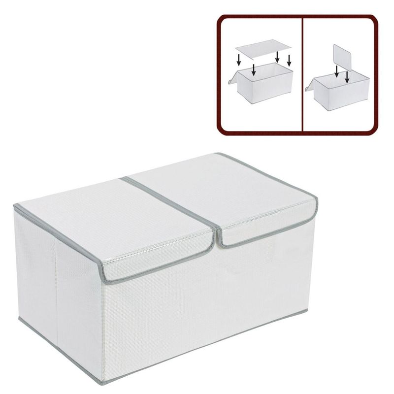 Casa si Gradina - Mobilier - Organizare si depozitare - Cutii depozitare - Cutie depozitare, model alb, dimensiuni 50x 30x 27 cm, capac dublu, separator detasabil - Infinity.ro