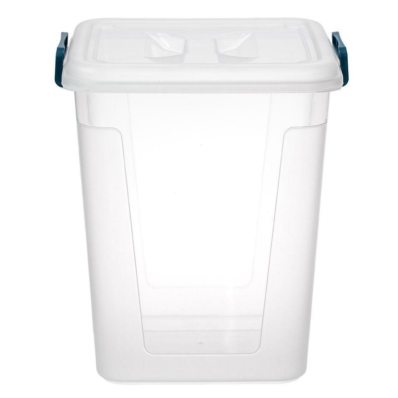 Casa si Gradina - Mobilier - Organizare si depozitare - Cutii depozitare - Cutie depozitare, model vertical, capacitate 6l, plastic transparent, capace si manere petrol - Infinity.ro
