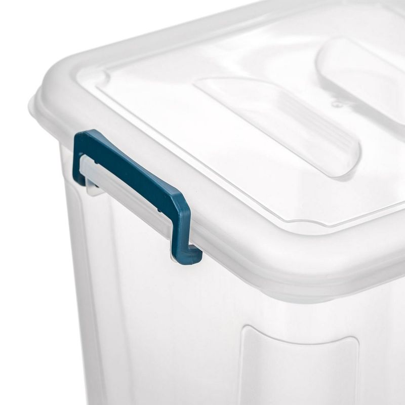 Casa si Gradina - Mobilier - Organizare si depozitare - Cutii depozitare - Cutie depozitare, model vertical, capacitate 6l, plastic transparent, capace si manere petrol - Infinity.ro
