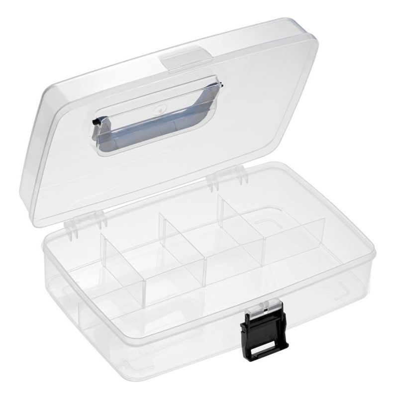 Casa si Gradina - Mobilier - Organizare si depozitare - Cutii depozitare - Cutie depozitare, transparenta, plastic, dimensiuni 29.5 x 19.5 x 8.5 cm, cu maner - Infinity.ro