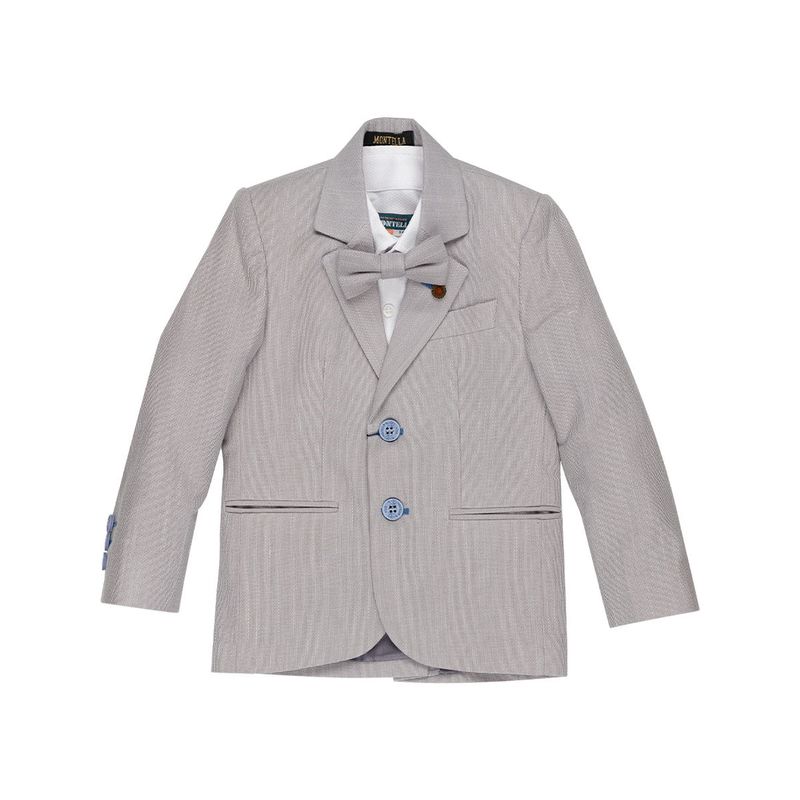 Fashion, accesorii si bijuterii - Copii - Imbracaminte copii - Treninguri si compleuri copii - Costum Elegant Baieti, Montella, cu Sacou Gri, 5 Piese, MS-2297 - 110 cm, Gri - Infinity.ro