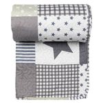 Casa si Gradina - Textile si covoare - Pături și cuverturi - Cuverturi - Cuvertura pat patchwork, model stele, gri, 160x 230cm, polyester - Infinity.ro