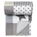 Casa si Gradina - Textile si covoare - Pături și cuverturi - Cuverturi - Cuvertura pat patchwork, model stele, gri, 160x 230cm, polyester - Infinity.ro
