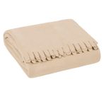 Casa si Gradina - Textile si covoare - Pături și cuverturi - Cuverturi - Cuvertura fotoliu, fleece, bej, 170x 130cm, margine franjuri - Infinity.ro