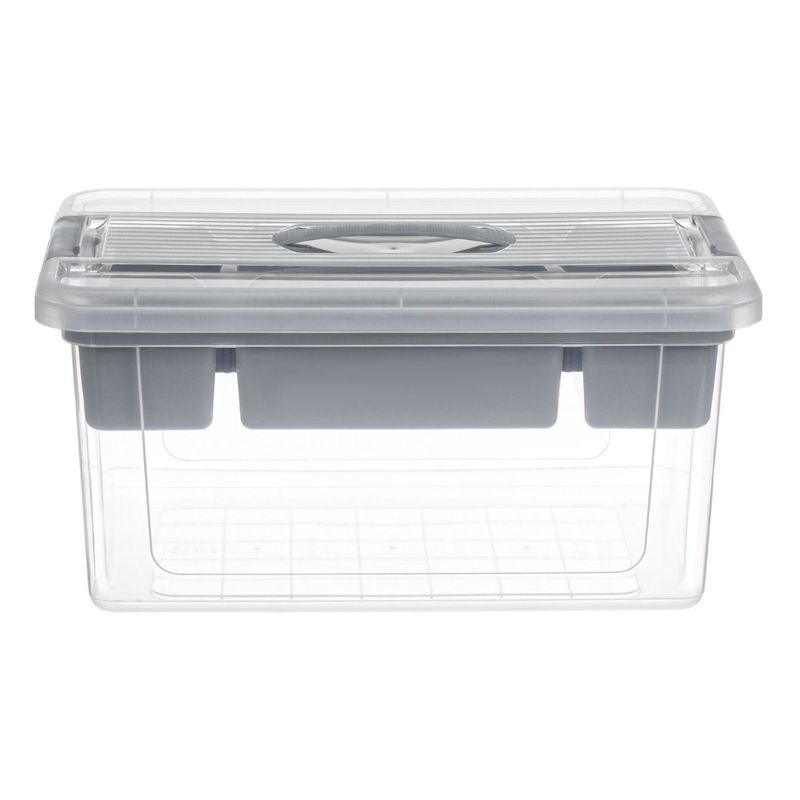 Casa si Gradina - Mobilier - Organizare si depozitare - Cutii depozitare - Cutie depozitare plastic, model raft, culoare gri, dimensiuni 41 x 29 x 20cm, capacitate 16l - Infinity.ro