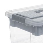 Casa si Gradina - Mobilier - Organizare si depozitare - Cutii depozitare - Cutie depozitare plastic, model raft, culoare gri, dimensiuni 41 x 29 x 20cm, capacitate 16l - Infinity.ro