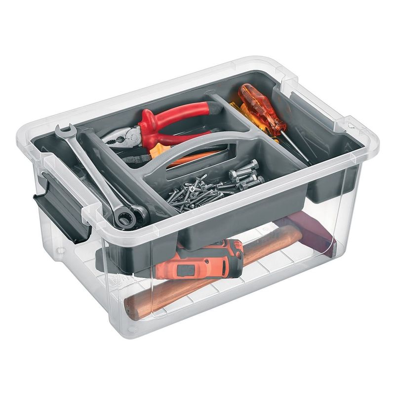 Casa si Gradina - Mobilier - Organizare si depozitare - Cutii depozitare - Cutie depozitare plastic, model raft, culoare gri, dimensiuni 41 x 29 x 20cm, capacitate 16l - Infinity.ro