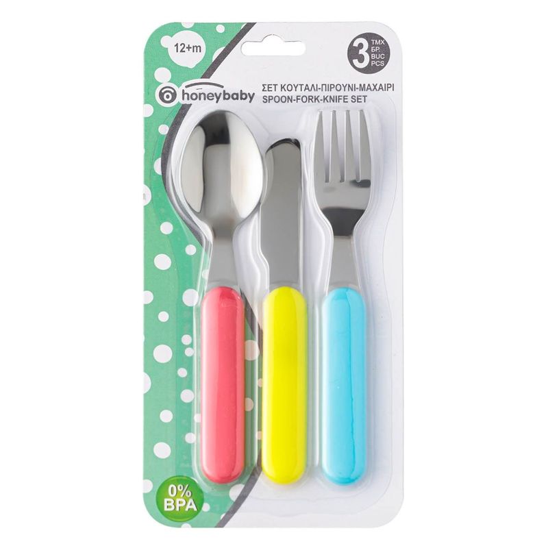 Casa si Gradina - Bucatarie si vesela - Vesela si tacamuri - Tacamuri si seturi - Set tacamuri, honey baby, lingura furculita si cutit, otel inoxidabil, multicolor, 3 bucati - Infinity.ro