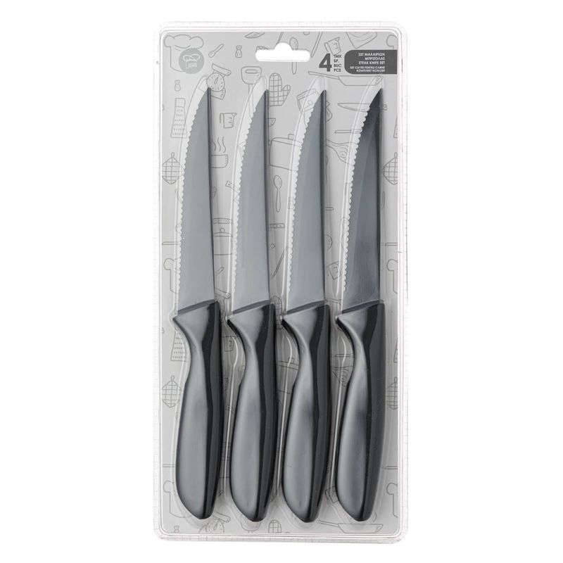 Casa si Gradina - Bucatarie si vesela - Vesela si tacamuri - Cutite si seturi de cutite - Set cutite cu zimti din otel inoxidabil, 4 bucati, negru - Infinity.ro