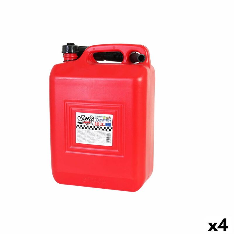 Market/Curatenie si intretinere casa/Produse menaj/Accesorii curatenie - Rezervor pentru combustibil cu palnie Continental Self Rosu 10 L (4 Unitati) - Infinity.ro