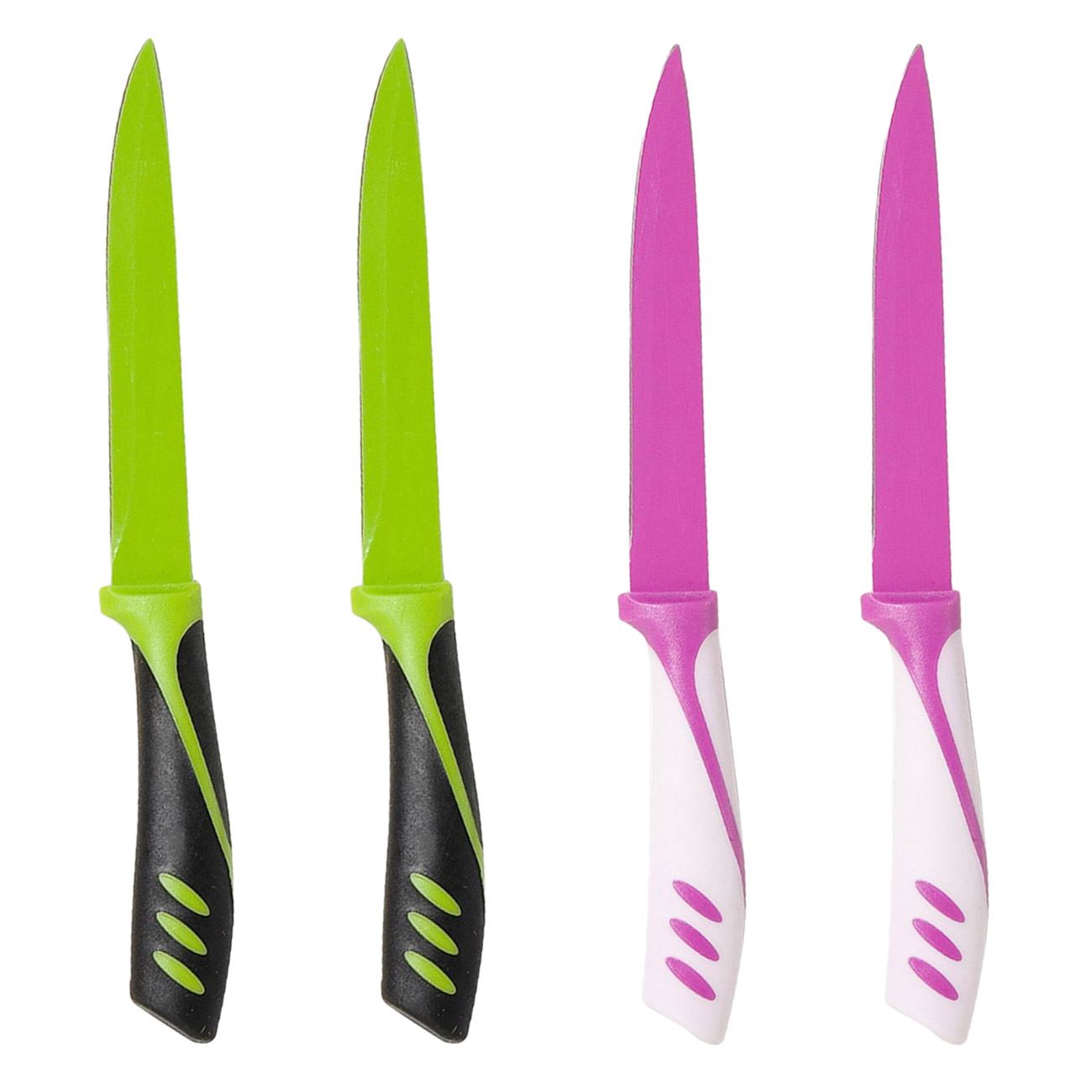 Set cutite bucatarie, 22.5cm, verde lime/mov, 4 bucati