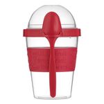 Casa si Gradina - Bucatarie si vesela - Organizare si depozitare bucatarie - Cutii alimentare - Caserola plastic, model take away snack, capacitate 0,6l, transparent, lingura rosie, 6.8 x 17cm - Infinity.ro