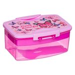 Casa si Gradina - Bucatarie si vesela - Organizare si depozitare bucatarie - Cutii alimentare - Caserola alimente, model fluturi, roz, capacitate 1.1l, tavita detasabila, tacamuri incluse - Infinity.ro