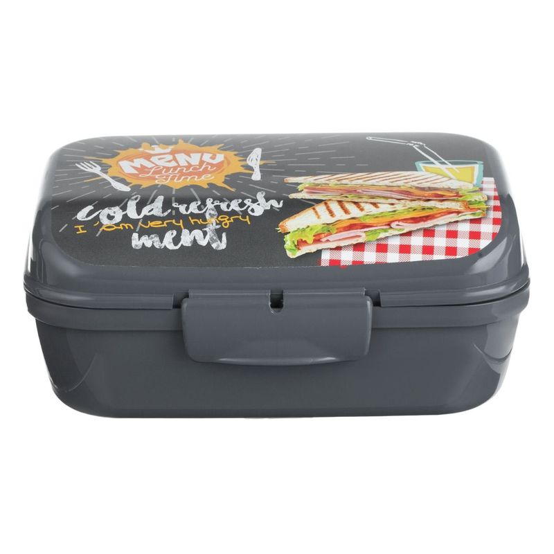 Casa si Gradina - Bucatarie si vesela - Organizare si depozitare bucatarie - Cutii alimentare - Caserola alimente, lunch time, capacitate 1l, gri, plastic, potrivita pentru masina de spalat vase - Infinity.ro