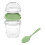 Casa si Gradina - Bucatarie si vesela - Organizare si depozitare bucatarie - Cutii alimentare - Caserola plastic, model take away snack, culoare verde menta,  0,5l, diametru 10cm, inaltime 14cm, lingura incorporata - Infinity.ro